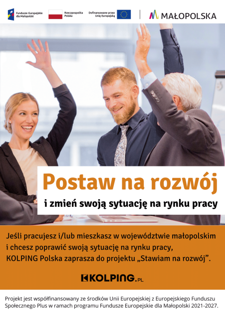 Oferta możliwości wzięcia udziału w szkoleniach zawodowych ze stypendium lub płatnych 3 miesięcznych stażach.
