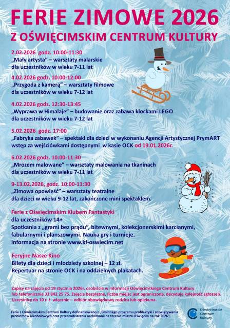 Ferie zimowe z Oświęcimskim Centrum Kultury 2026