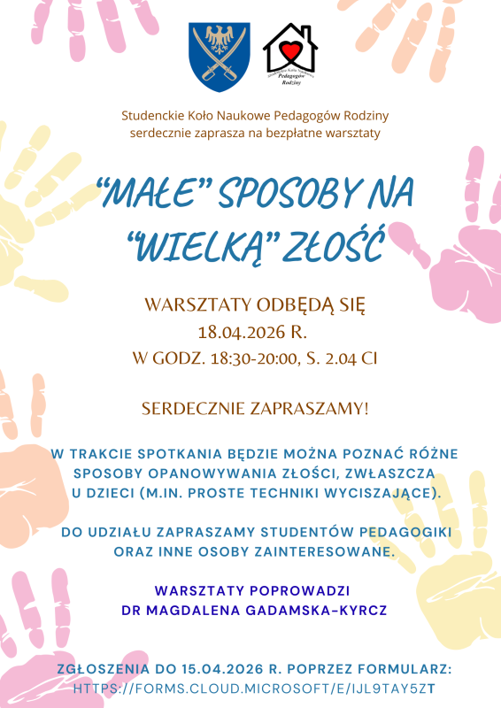 "Małe" sposoby na wielką "złość" - warsztaty dla rodziców